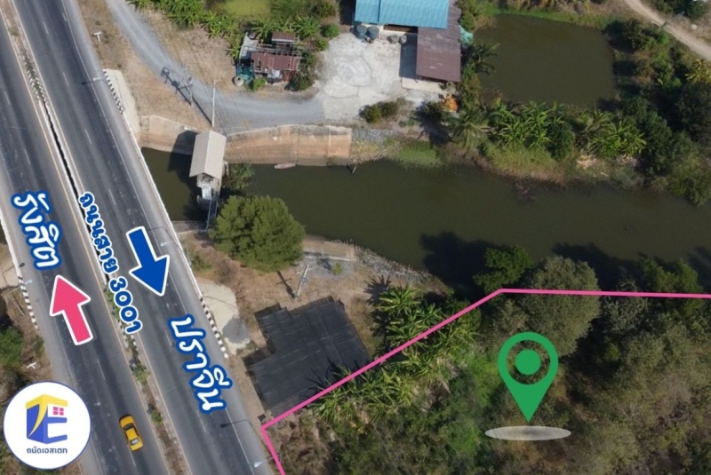 ที่ดินองครักษ์ เนื้อที่ 1 ไร่ 192.7 ตร.ว. อ.องครักษ์ ด้านหลังติดคลองกว้าง 60 เมตร ด้านหน้ากว้าง 64 เมตรติดถนนใหญ่ 4 เลน สาย 3001
