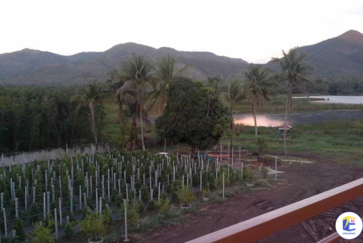 บ้านพักตากอากาศริมน้ำ พร้อมที่ดินสวนเกษตรเกือบ 8 ไร่ โอบล้อมด้วยวิวเขาช่องสะเดา กาญจนบุรี