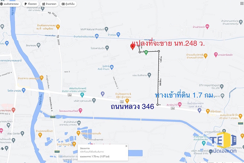 ขายที่ดินบางเลน นท.248 ตร.ว. 2โฉนด ถมแล้ว เพียง 8 นาทีถึง ตลาด